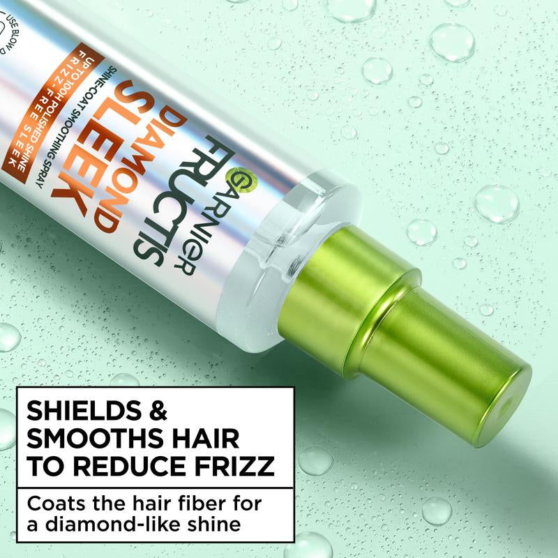 Achieve Luxurious Shine and Frizz-Free Hair with Garnier Fructis Diamond Sleek Shine Spray - 100H Protection with Vegan Keratin and Argan Oil