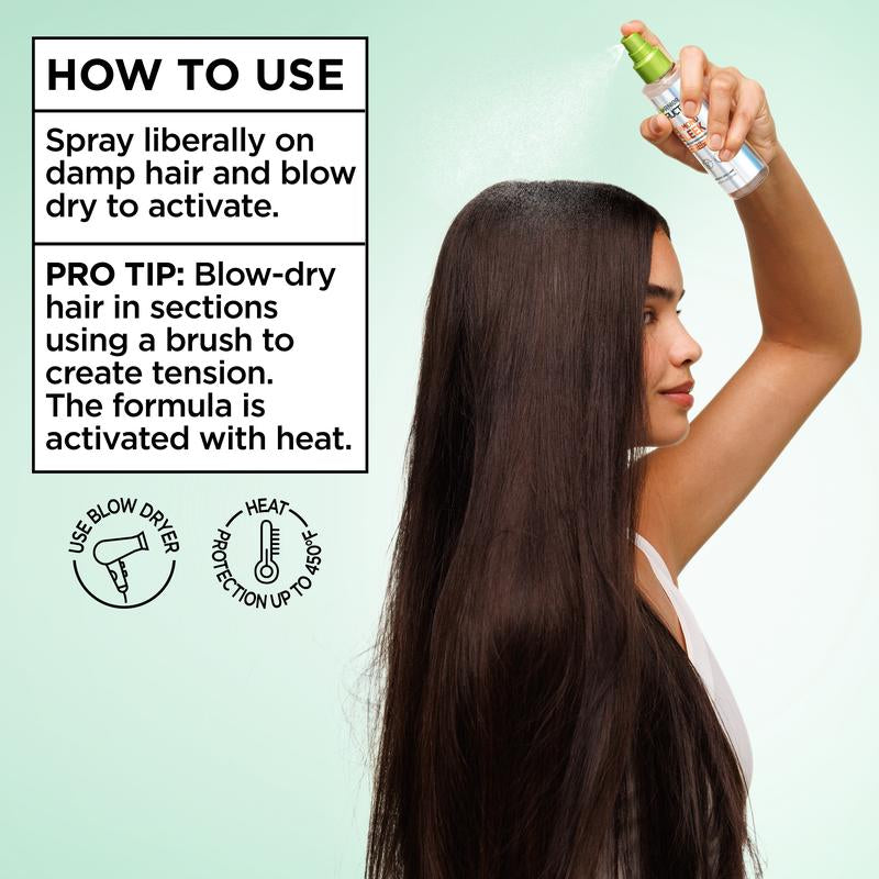 Achieve Luxurious Shine and Frizz-Free Hair with Garnier Fructis Diamond Sleek Shine Spray - 100H Protection with Vegan Keratin and Argan Oil